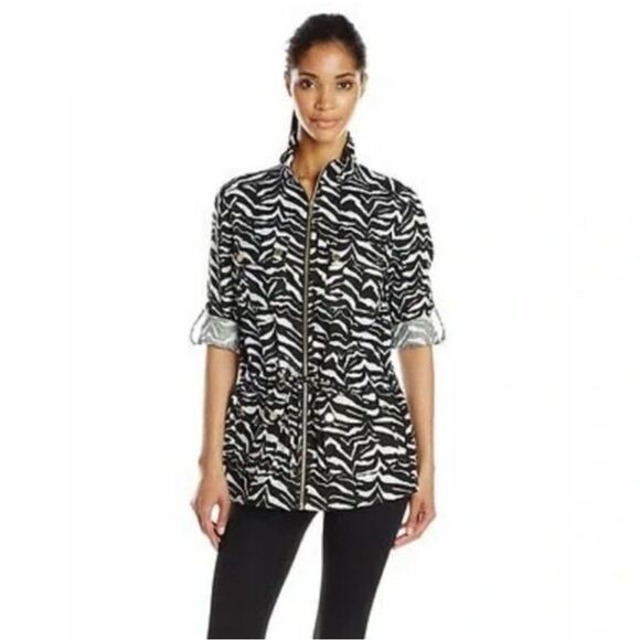 CALVIN KLEIN 100% LINEN SIZE 1X Zebra Print Women's Jacket - Picture 1 of 6